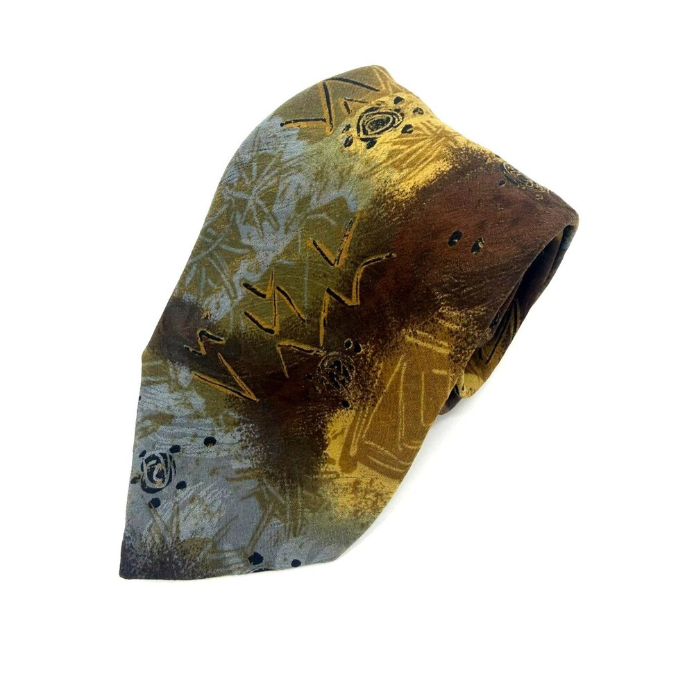 Vintage Vismara Milano 1880 Silk Tie Made in Italy Abstract Artistic Print Earth